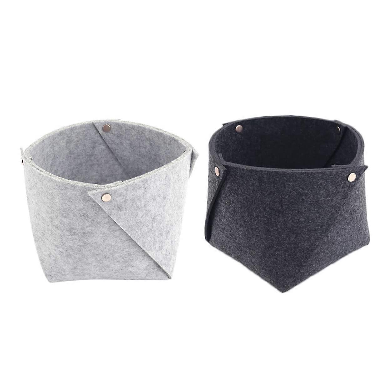 2Pcs Small Felt Storage Basket Foldable Bin Durable Compact Organizer for Home and Office