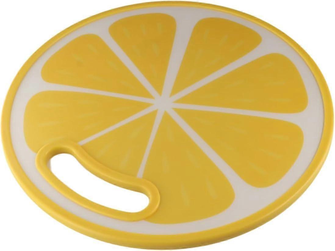 Lemon Pattern Plastic Cutting Board, DoubleSided NonSlip Surface, Yellow Fruit Shape, Hanging Storage