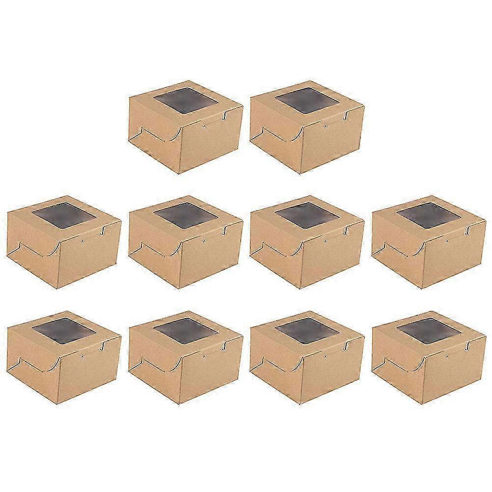 Egg-Yolk Puff Packaging Boxes Cake Boxes with Window Kraft Paper for Storage 10Pcs