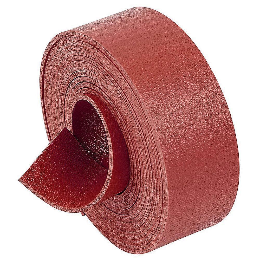 2M Flat Double Face Lychee Pattern Imitation Leather Band Brown 25x1.8mm 2.19 Yards(2m)/Roll