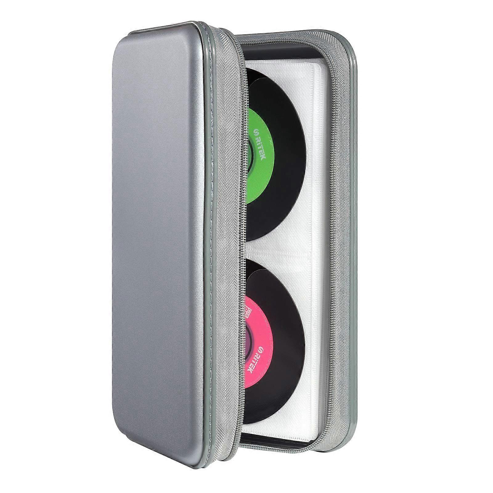 CD DVD Storage Case 96 Disc Holder with Zipper Hard Shell Scratch Organizer for Car