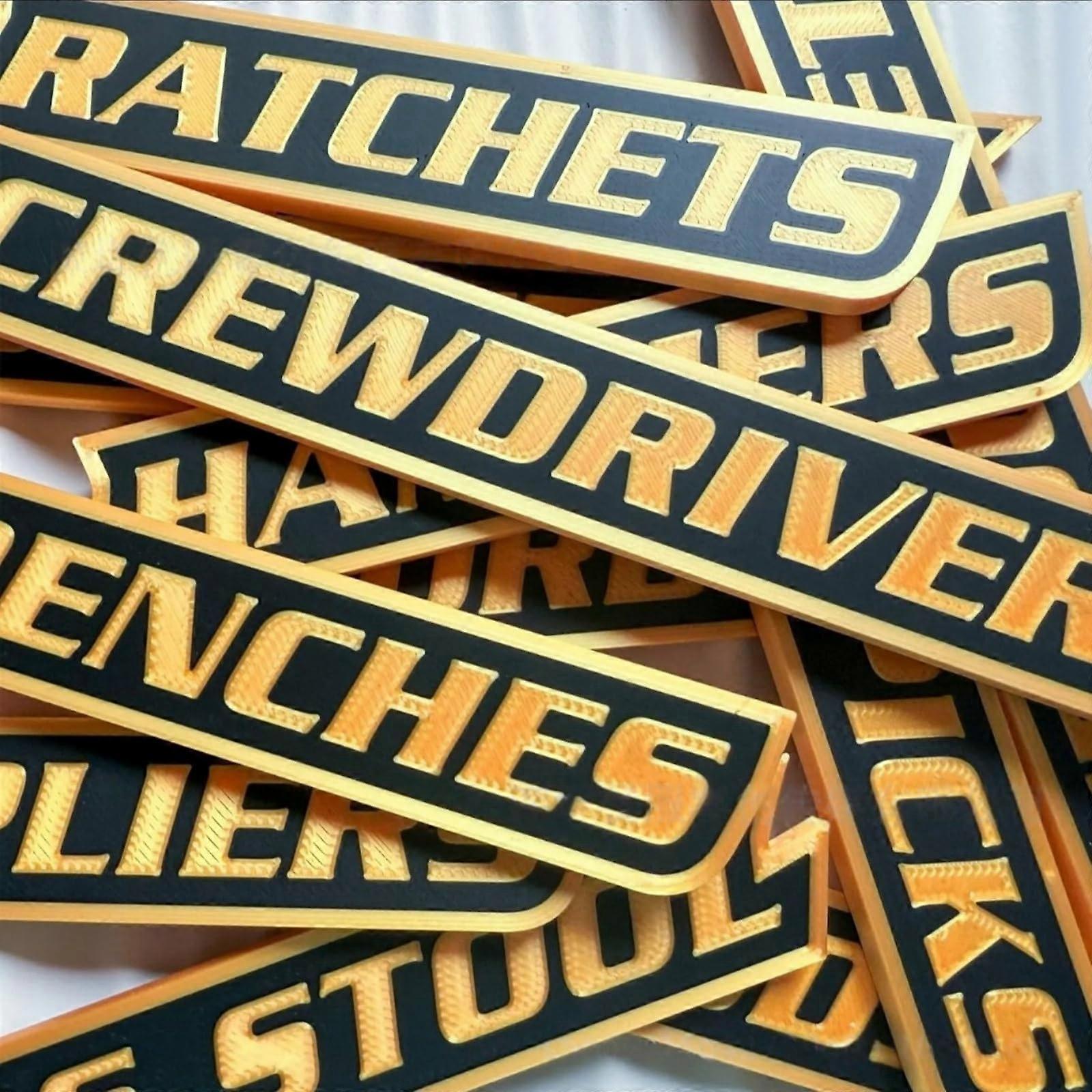 Magnetic Toolbox Labels Gold, Reusable Tool Organizer for Drawers, Carts and Cabinets