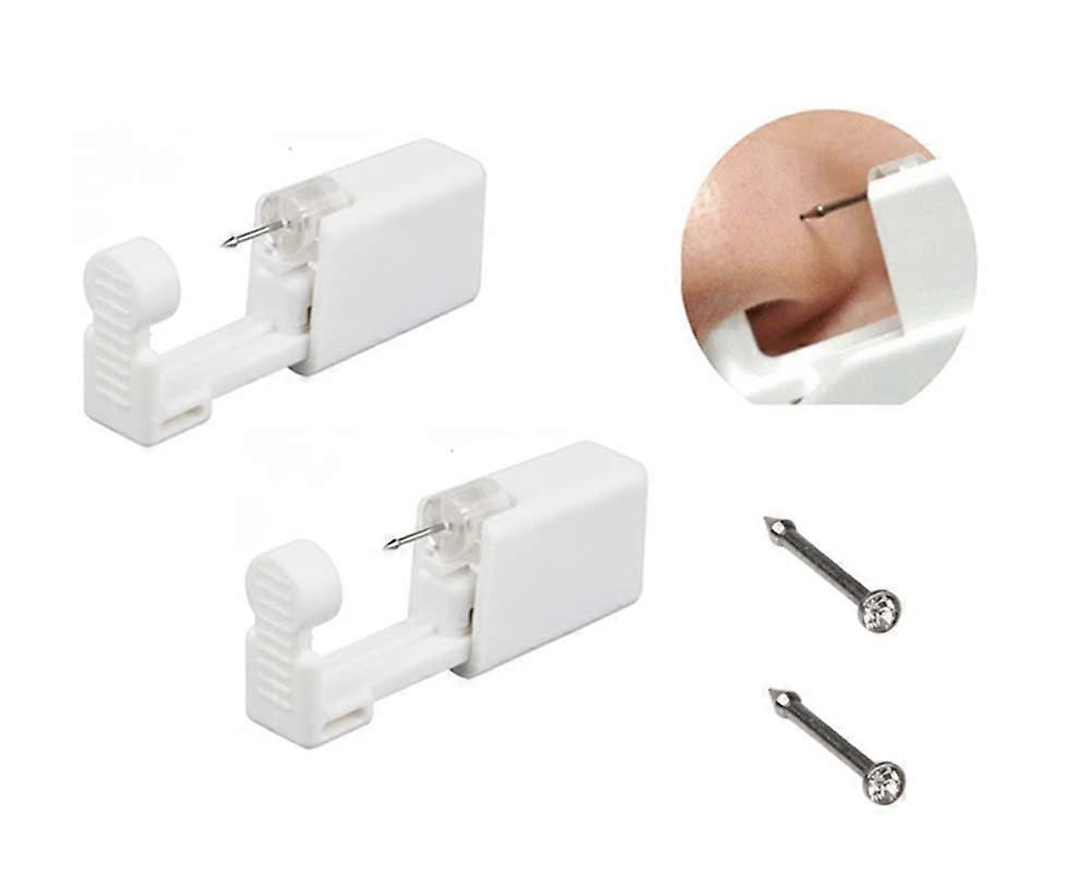 Upgraded Disposable Nose Piercing Gun Kit 2 Pack with Preloaded Stud for Safe Self Nostril Piercing