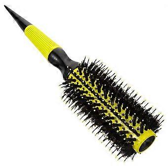 Small Round Boar Bristle Hair Brush for Thick Hair Curl Detangling and Volume Boost Styling