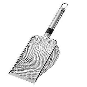 Siktøpe i rustfritt stål, 0,15" netting, ergonomisk håndtak, slitesterk katteavfallsspade – kompatibel med alle kattetoaletter