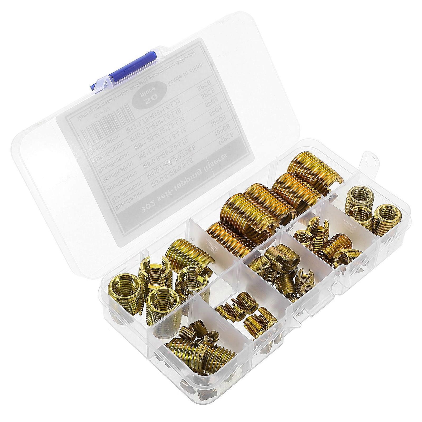 50pcs Self Tapping Thread Inserts Set Thread Repair Inserts Self Tapping Thread Carbon Steel Slotted Inserts Thread Repair Tool