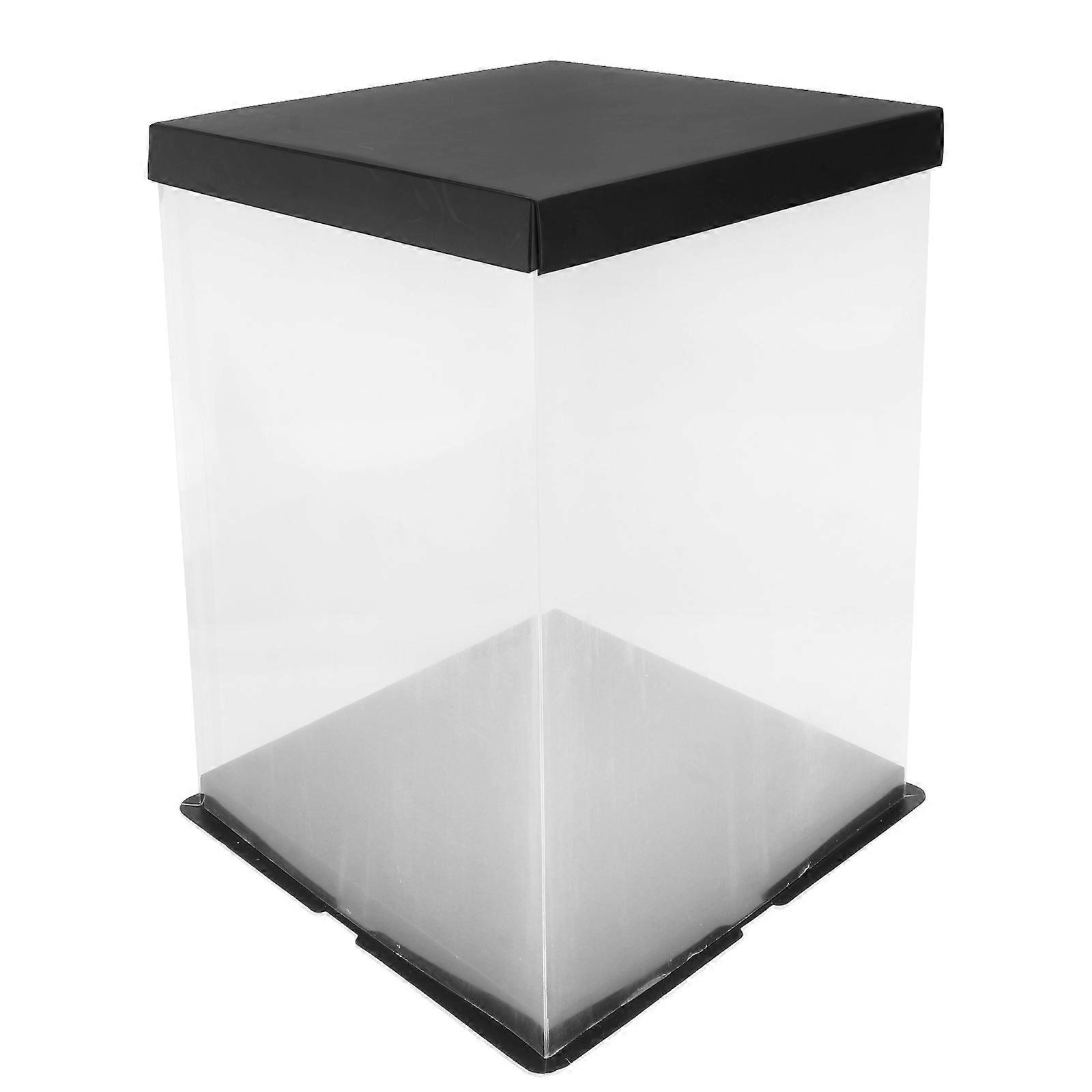 1Set Transparent Cake Storage Box Creative Heighten Baking Container Black