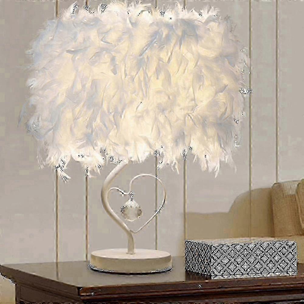 White Feather Table Lamp Bedside Night Light Compatible for YUHAO