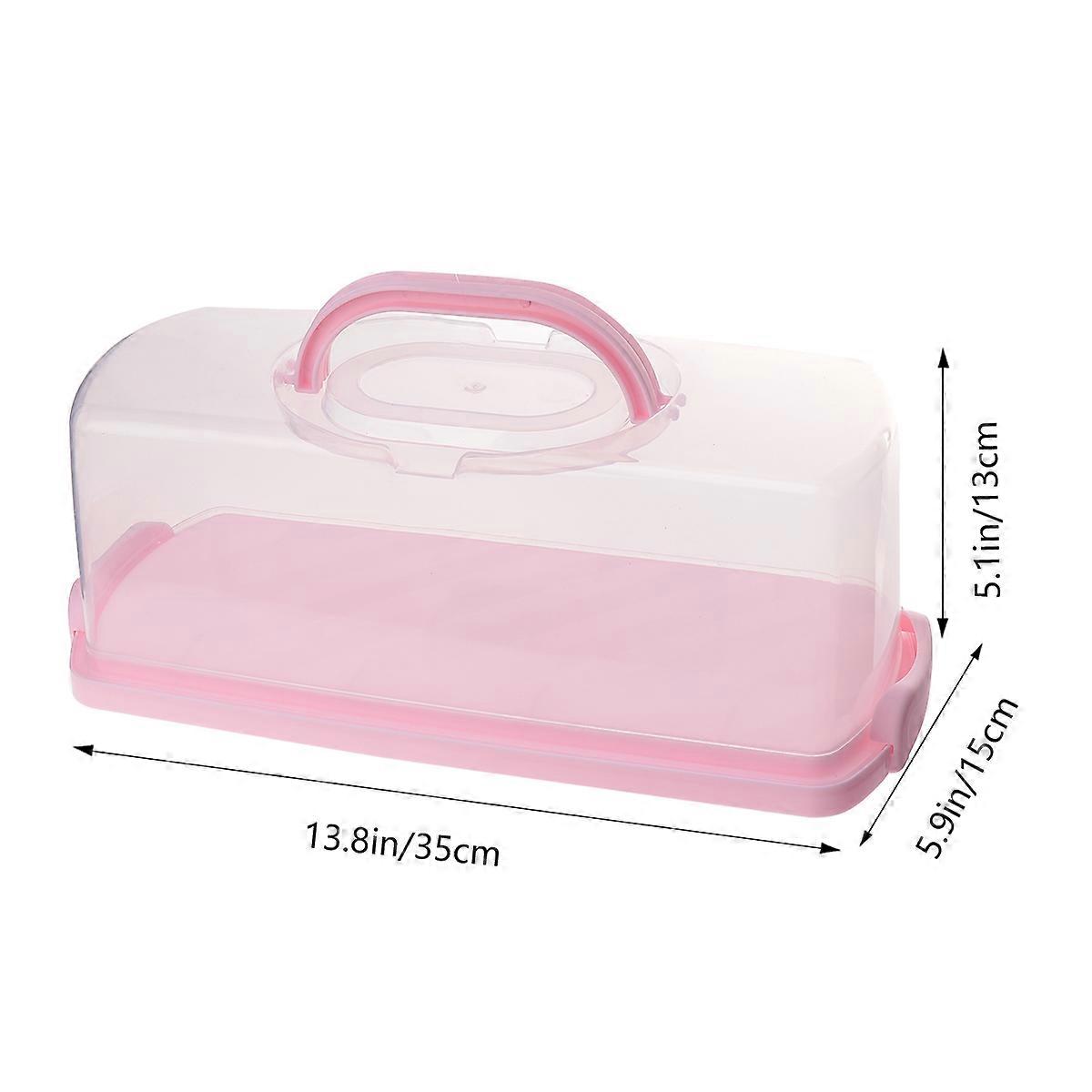 Portable Bread Storage Box Pink Rectangular Sealing Buckle Bakery Use 1Pcs