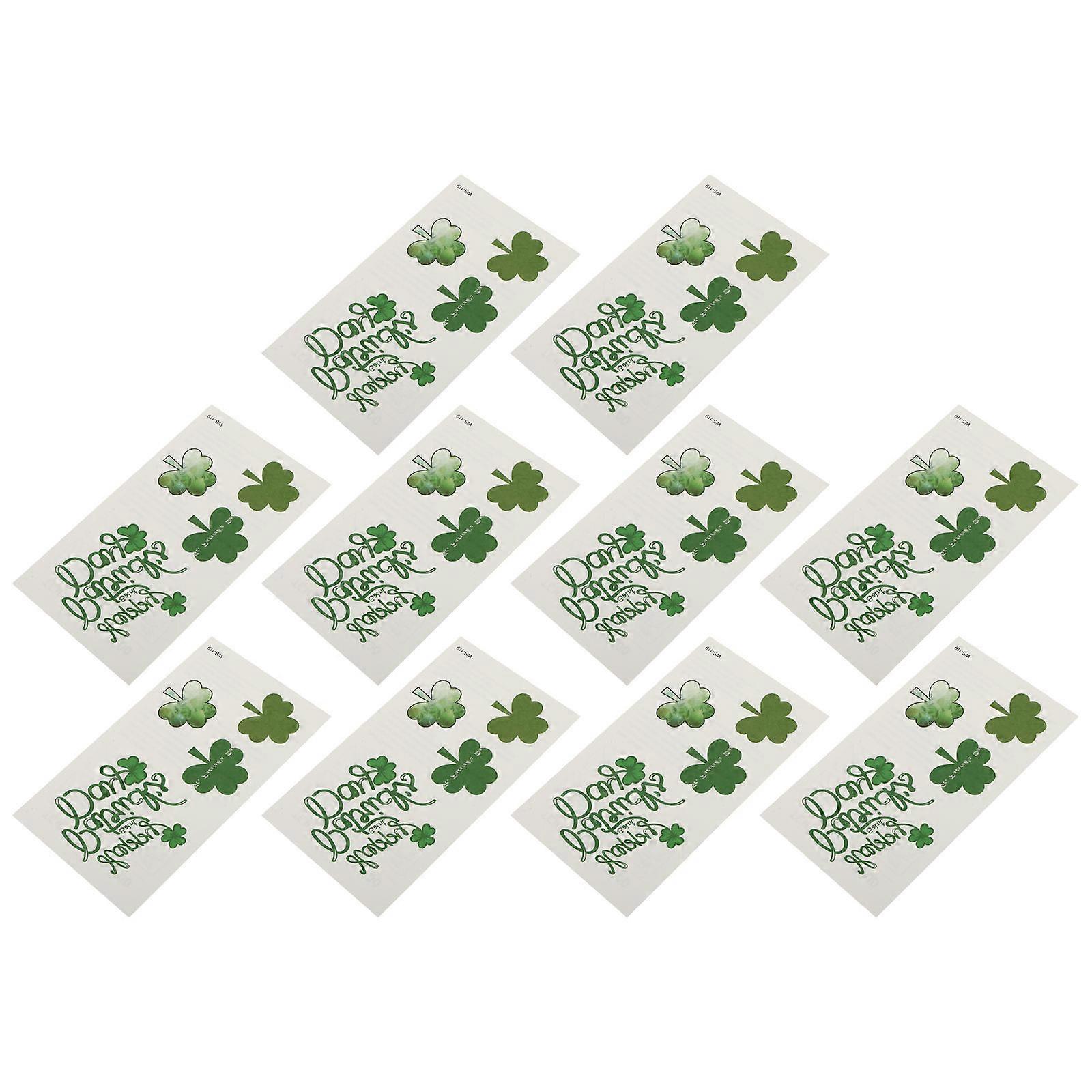 Clover Pattern Stickers Temporary Tattoos for Decoration 10 Sheets Set
