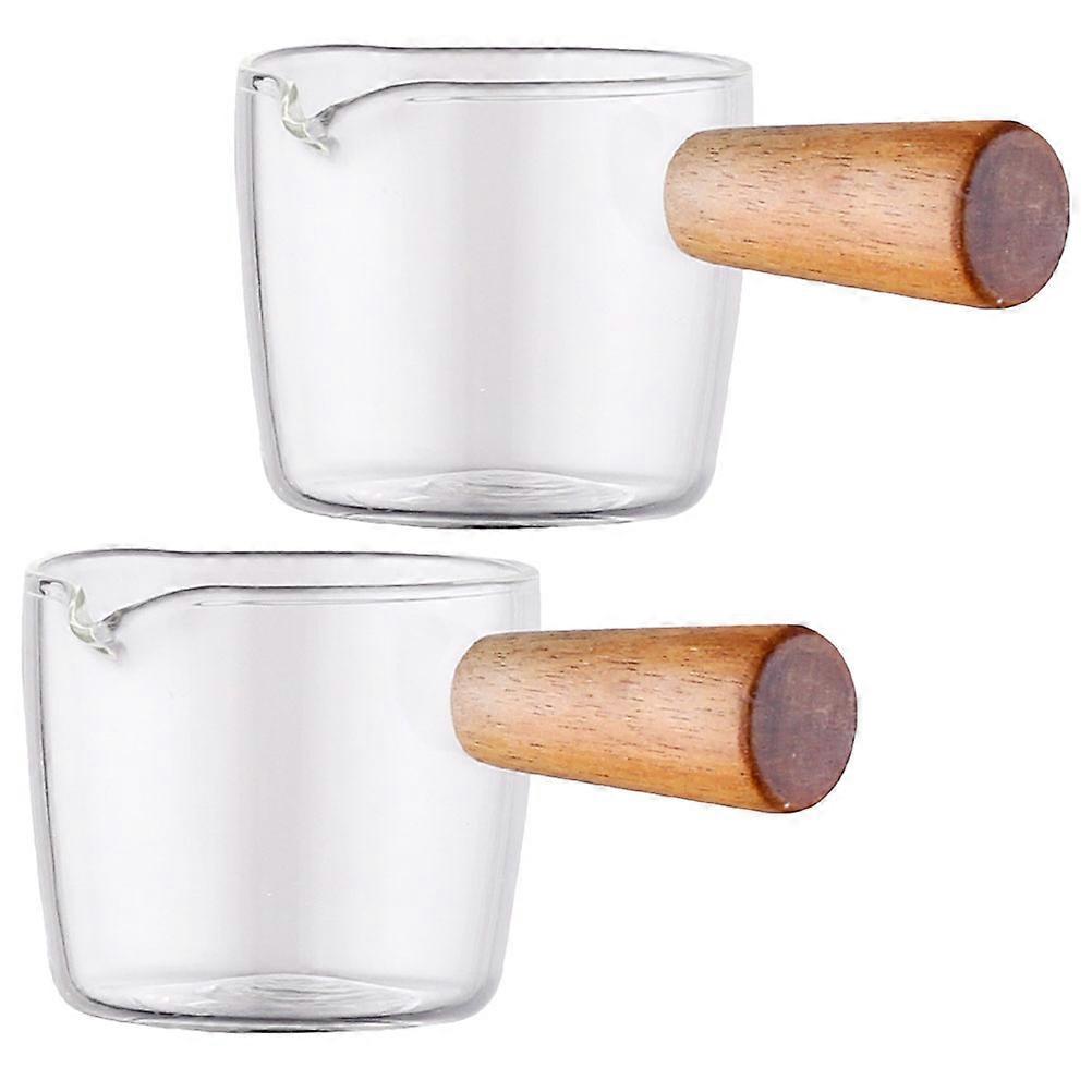 Clear Glass Milk Pitcher Single Spout Espresso 2Pcs