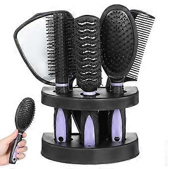Hair Styling Tools Set Professional Hair Comb And Mirror Kits Lightweight For Outdoor Makeup Purple 5Pcs