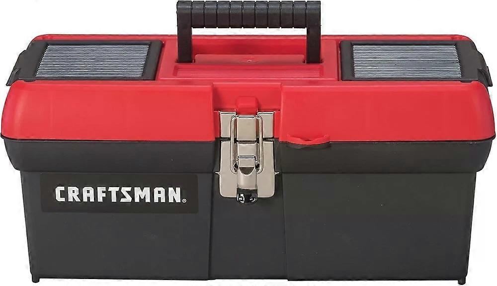 Tool Box, Lockable, 16 in., Red/Black