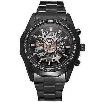 Men Automatic Mechanical Wrist Watch With Stainless Steel Band (Black)