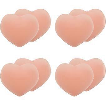 Heart Shaped Nipple Covers Cute Pasties, Reusable Silicone Adhesive Petals for Women, Invisible & Waterproof (4 Pairs) Pink