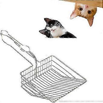 Stainless Steel Cat Litter Scoop, Jumbo Size with Long Handle, Deep Shovel Fine Mesh, Large Capacity, for Multi-Cat Household, 33.5cm