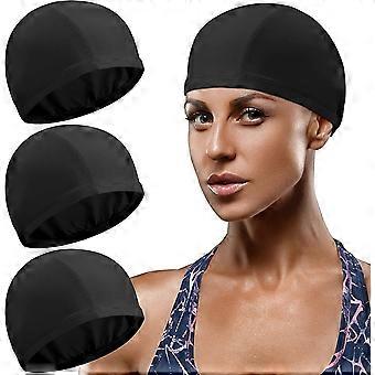 3 Stück elastische Badekappen, bequemer Stoff-Schwimmhut, Unisex-Badekappen, rutschfeste Schwimmbadkappen für Damen, Herren und Kinder