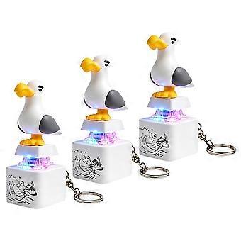 Lot de 3 porte-clés mouettes rechargeables par USB, anti-stress avec son et lumière, pour bureau ou salle de jeux.
