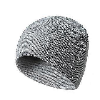 Gebreide wintermuts voor heren met strass-steentjes, warme sportmuts voor buiten, hardlopen, effen kleur, één maat