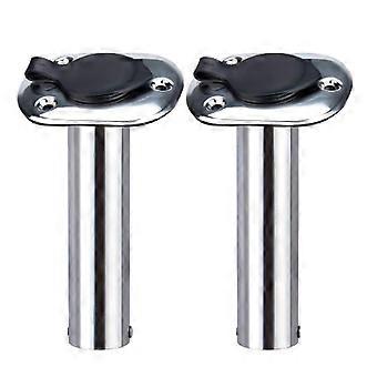 2PCS Boat Stainless Steel Fishing Rod Holder Flush Mount 90 Degree with PVC Cap Inner Tube and Gasket