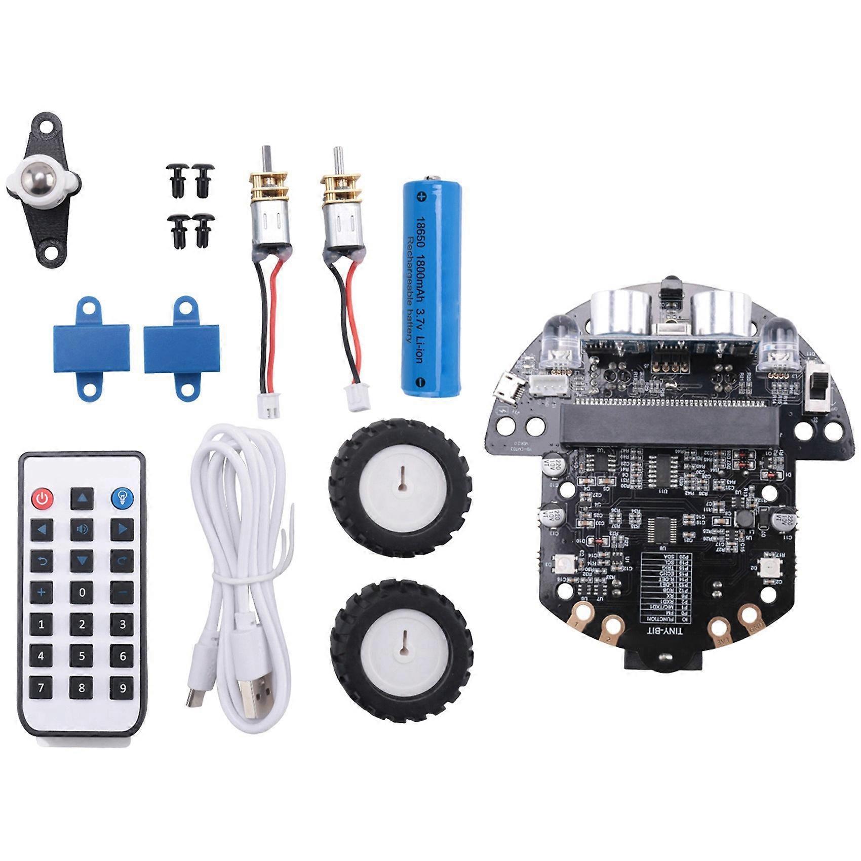 Robot Programmable Robotic Kit Based on BBC Microbit V2 and V1 for STEM Coding Education with Chargeable Battery(A)
