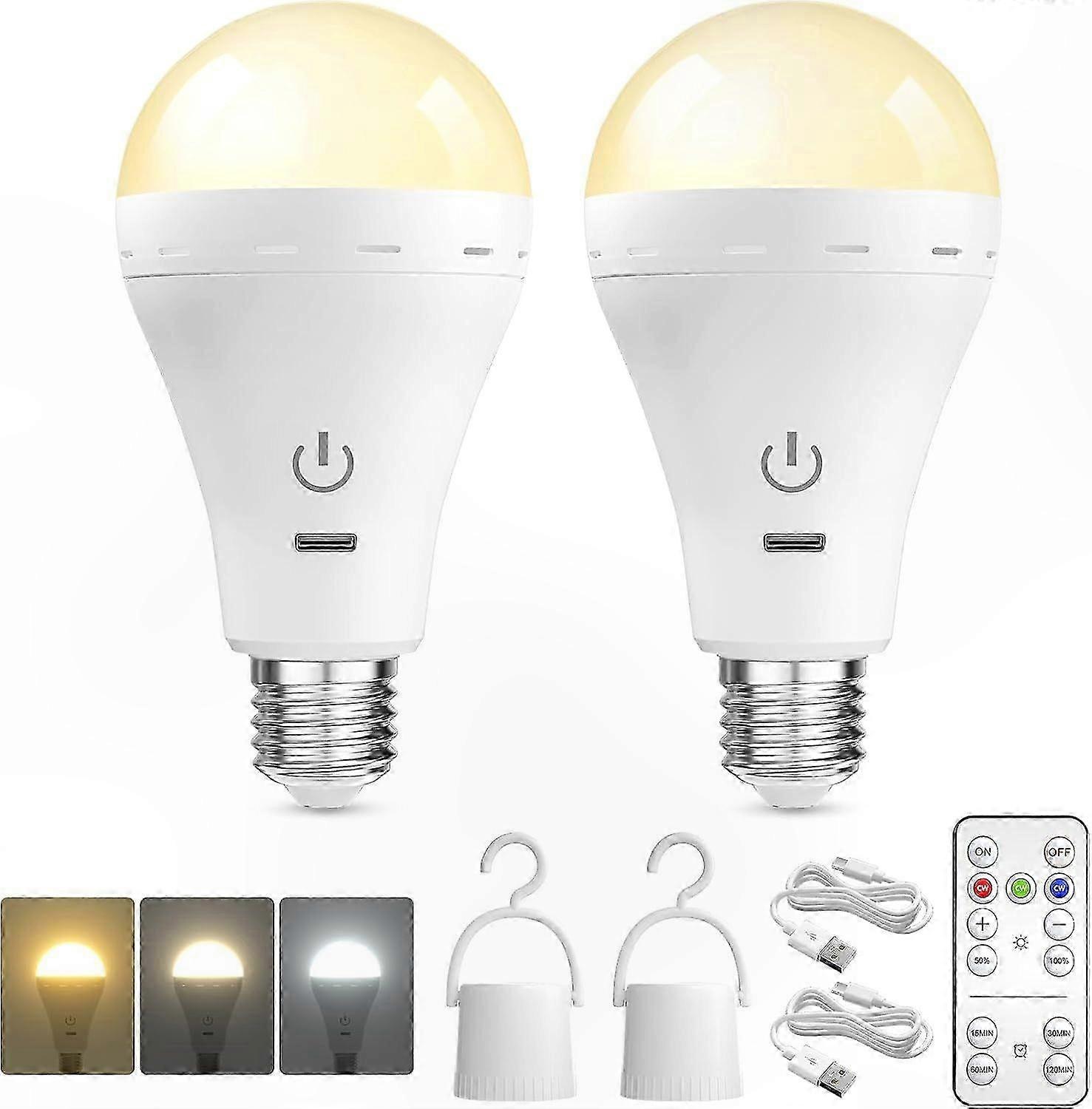 Remote Control & 3-Color Adjustable USB Rechargeable Light Bulb