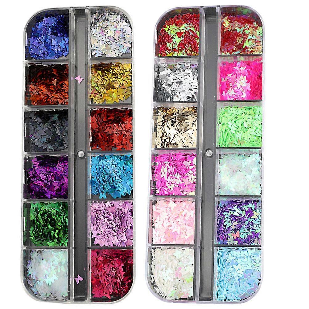 2 Boxes Eye Makeup Sequins Manicure Glitter Sequins Eye Shadow Powders