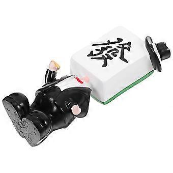 Chinese Mahjong Doll Resin Figurine Handcrafted Desktop Ornament Unique Chinese Cultural Element Desktop Chinese Style Mahjong Figure