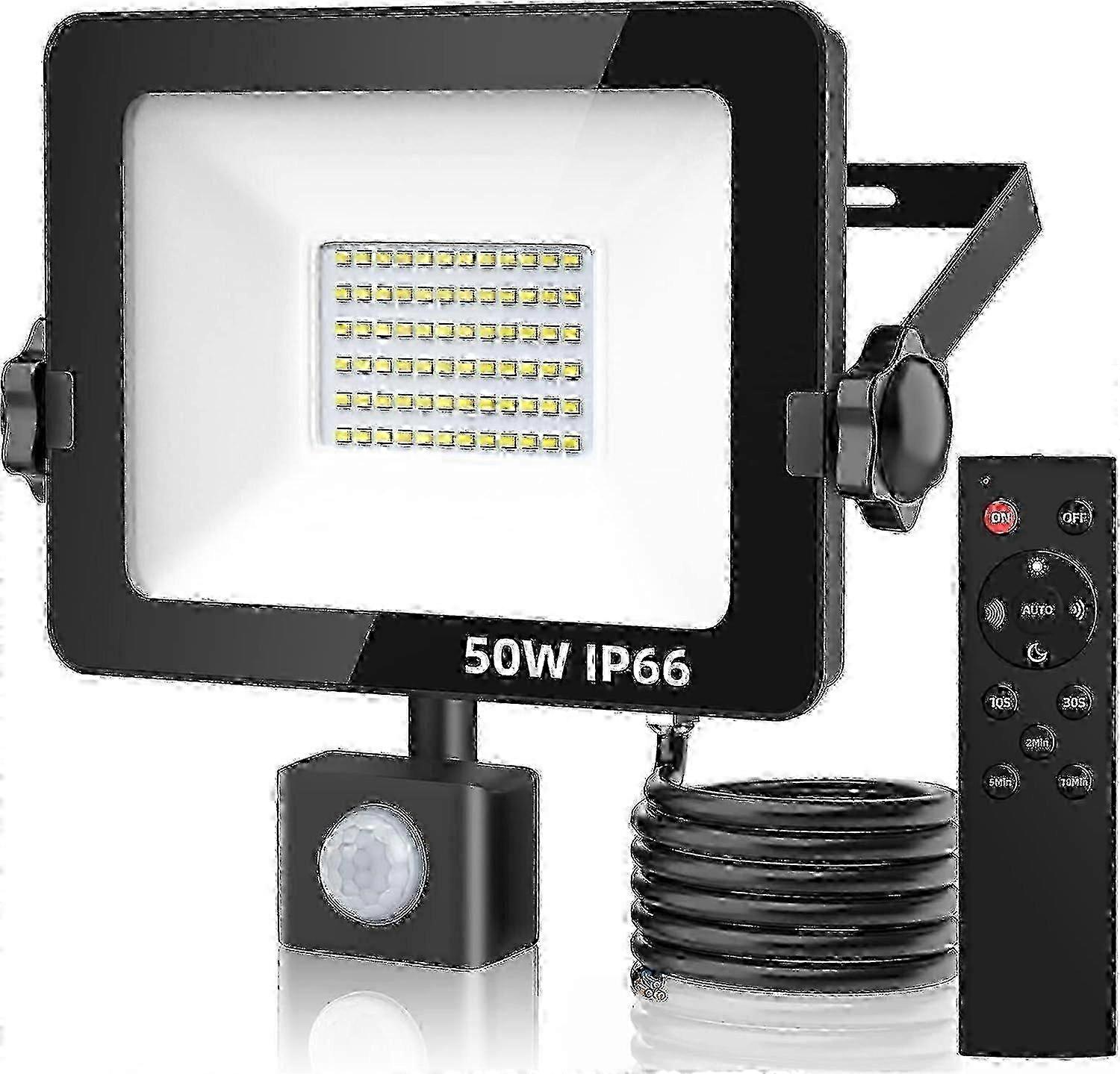 Waterproof Floodlight 50W 5000 Lumen PIR Motion Sensor Remote for Backyard
