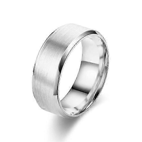 Silver 8mm Brushed Stainless Steel Ring