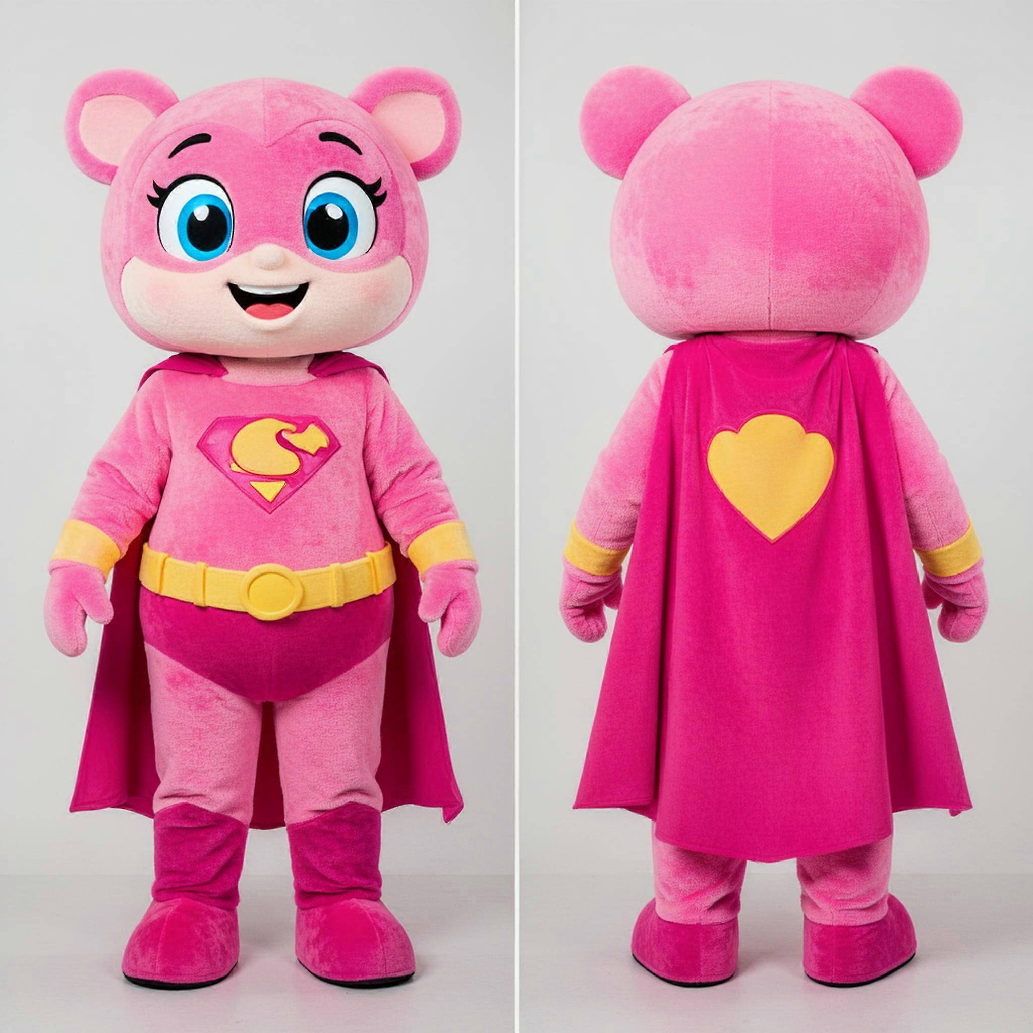 MASTICOT Pink Vibrant Superhero Mascot