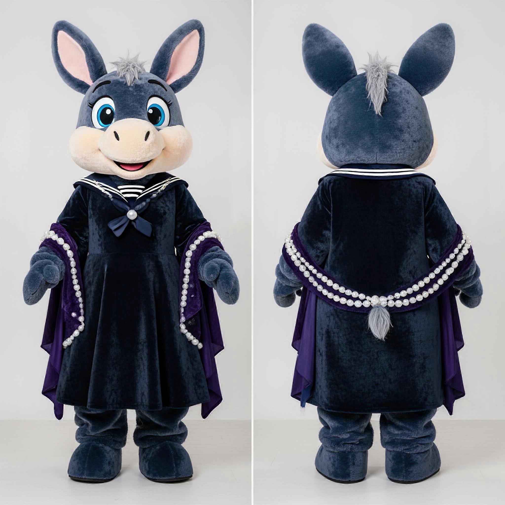 MASTICOT Navy Blue Velvety Donkey Mascot