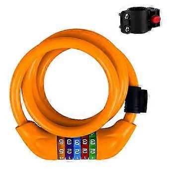 Bicycle Combination Lock, 5-Digit Resettable Cable Lock with Coloured Wheels, Orange 26-27