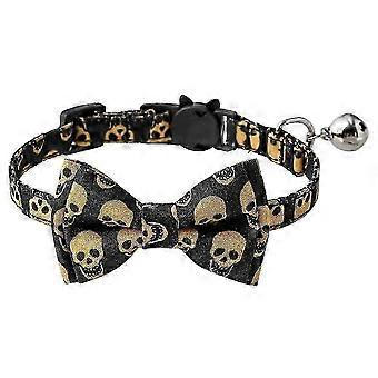 Halloween hondenhalsband met doodskop en strik, 1 stuk, 26-27 cm