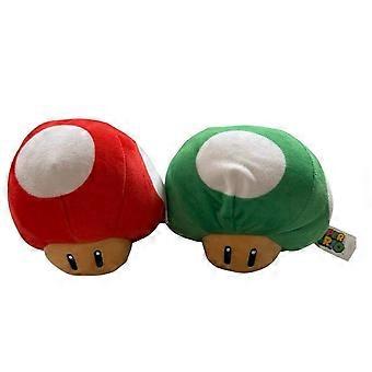 Super Mushroom & 1-Up Mushroom Plush Toy Set, 6-Inch Soft Stuffed Collectible Figures for Kids