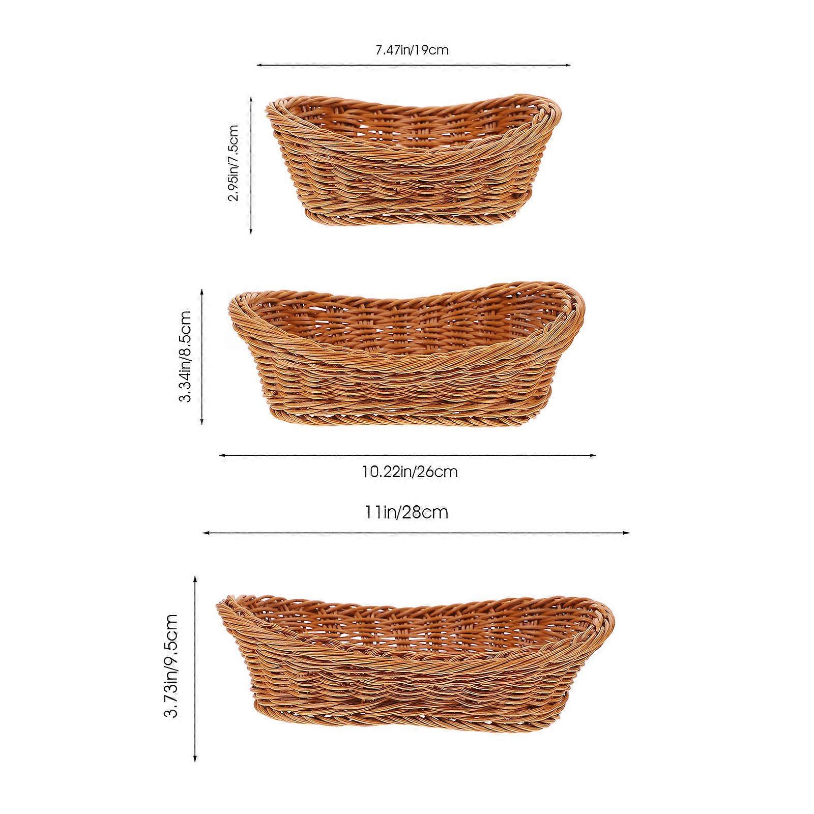 Chocolate Colored Bread Basket 3Pcs for Storage Use Material