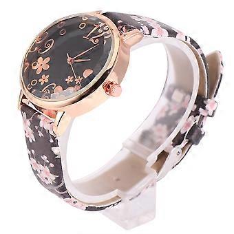 Orologio da polso Plum Blossom, elegante orologio alla moda per donna, 1 pezzo, design nero