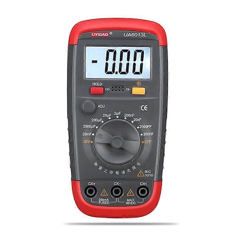 Capacitor tester, digital capacitance multimeter with LCD backlight and safety case with display
