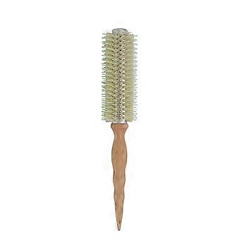 Aluminum Barrel Hair Round Brush with Elastic Bristles, Ergonomic Wooden Handle for Hair Styling