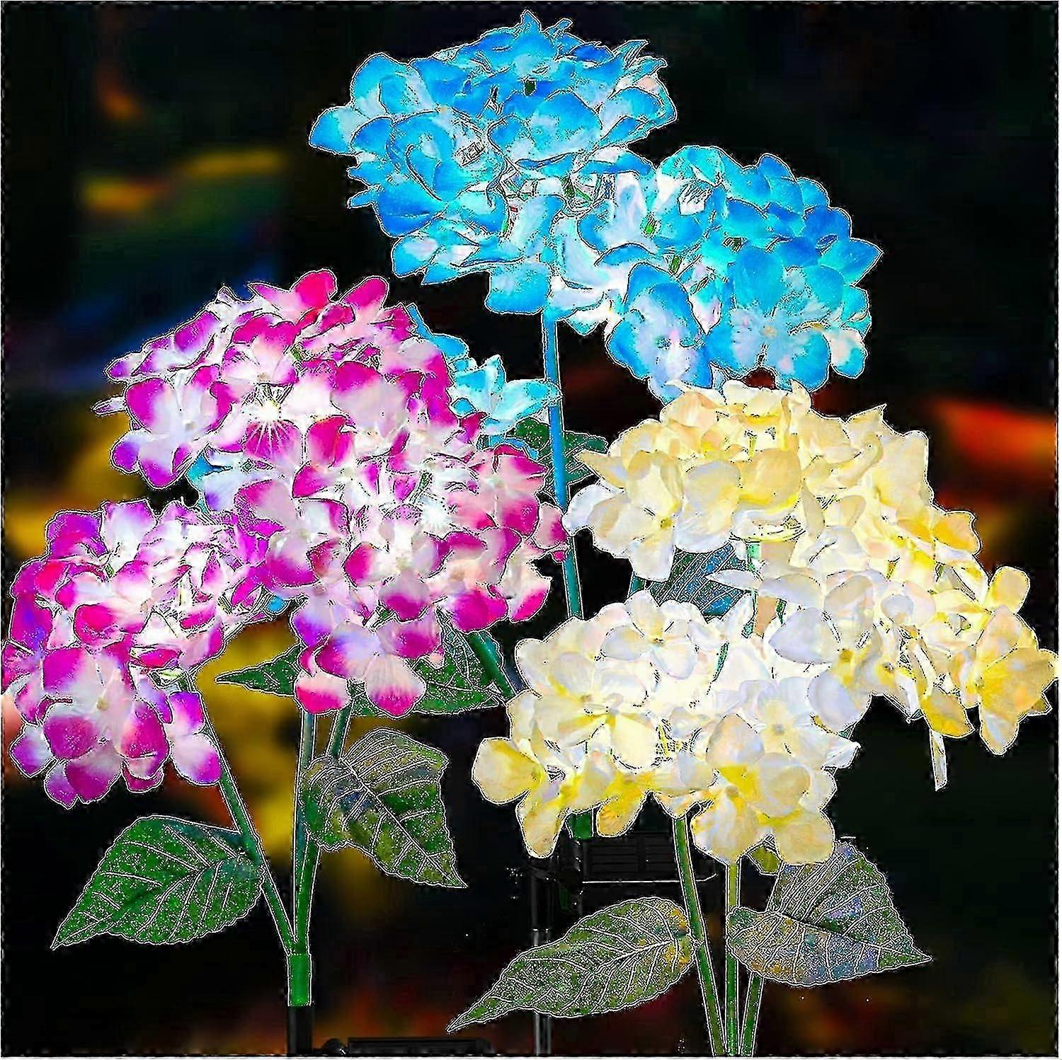 Solar Garden Lights 3 Pack Lanterns Hydrangea