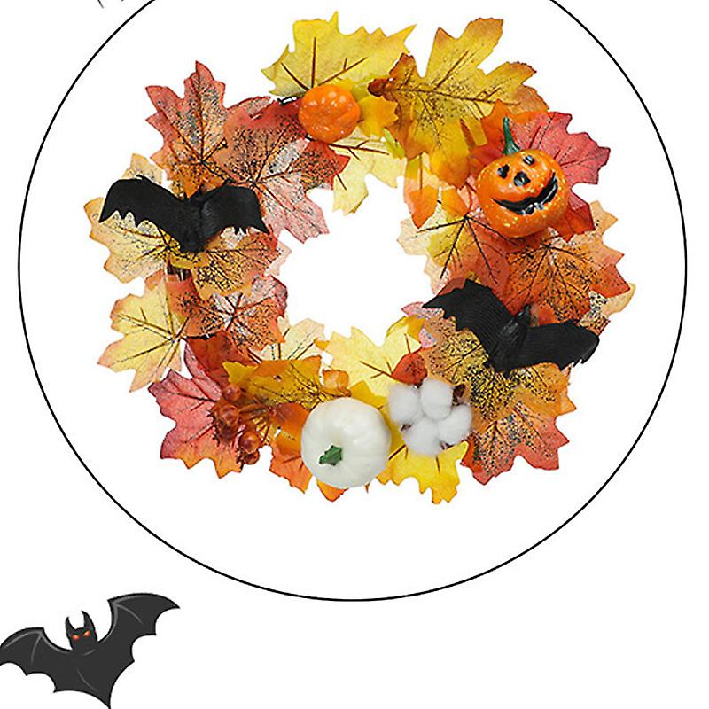 Simulation Maple Root Pumpkin Wreath Decor Pine Cone Rattan Circle For Halloween