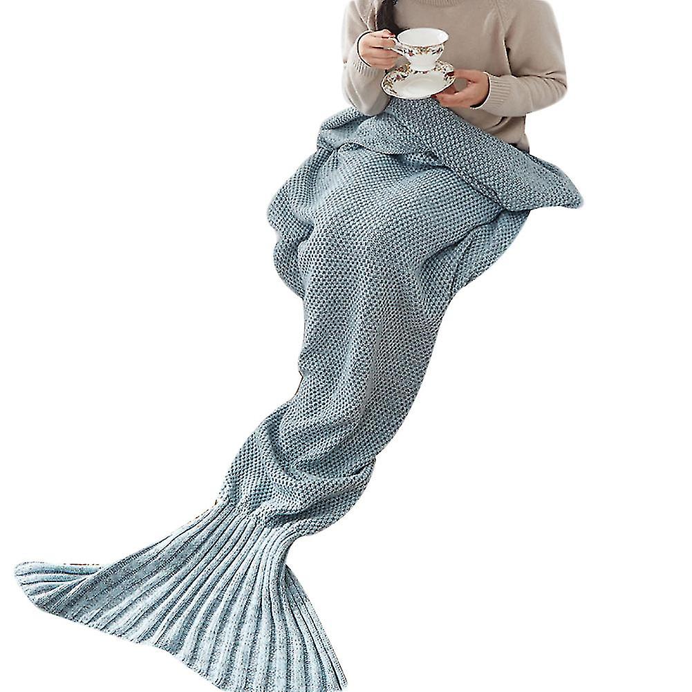 Solid Color Mermaid Tail Knitted Bed Sofa Sleeping Rest Blanket Home Decoration