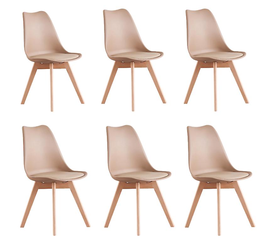Tartu Lorenzo Dining Chairs With Solid Wooden Legs - Set Of 6