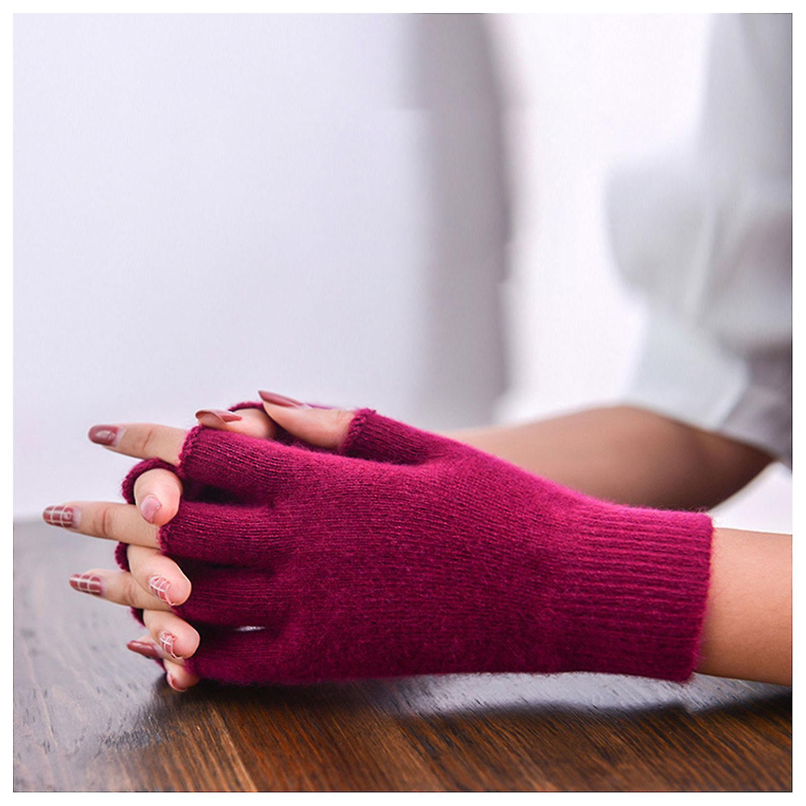 Faux Wool Half Finger Gloves Great Elasticity Breathable Winter Gloves For Indoor Office Work Typing