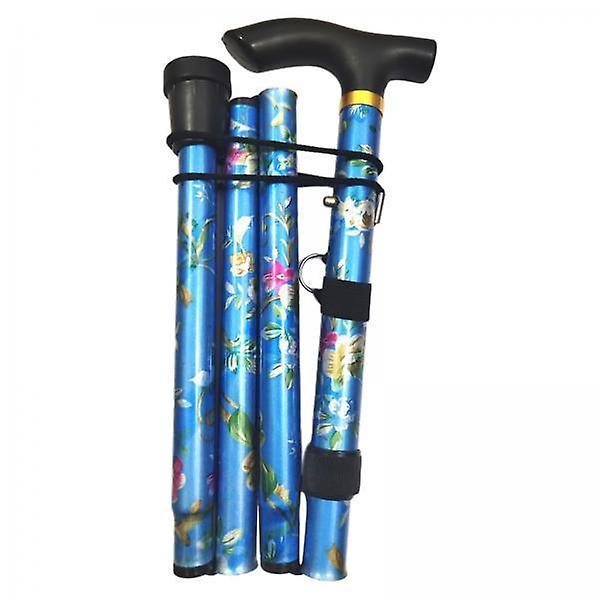 2xFoldable Cane Adjustable 5-Section Hand Walking Stick Camping Pole Blue