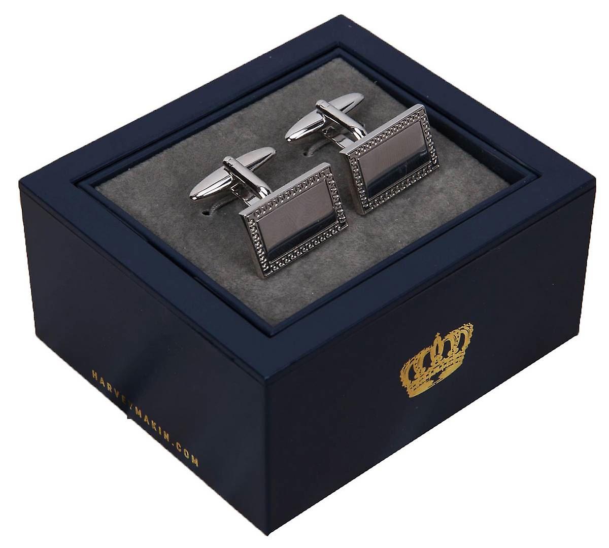 Harvey Makin Rhodium Plated Cufflinks - Silver