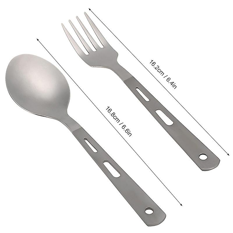 2pcs Titanium Tableware Camping Fork Spoon Ultra Light Outdoor Cutlery Set