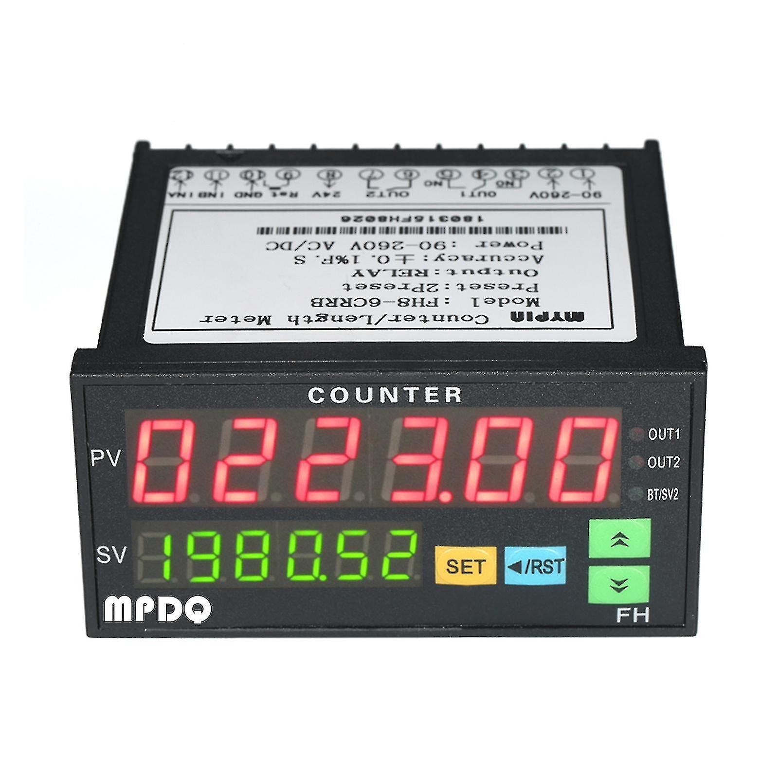 Kkmoon Dual Light-emitting Diode Display Digital Counter 90~265v Ac/dc Length Meter With 2 Relay Output And Pulse Pnp Npn