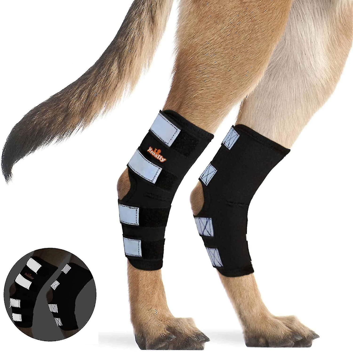 1 Pair Dog Rear Leg Brace Canine Rear Hock Joint Support With Safety Reflective Straps For Joint Inj