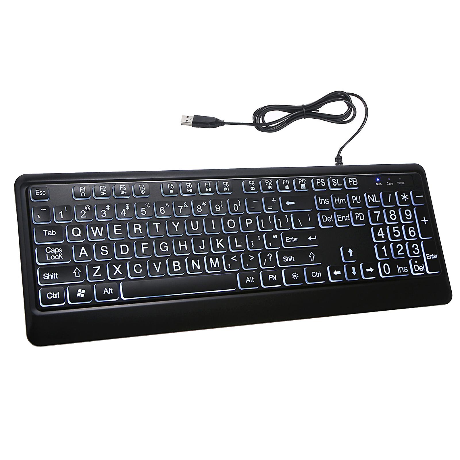 Usb Interface Large Print Backlit Wired Keyboard